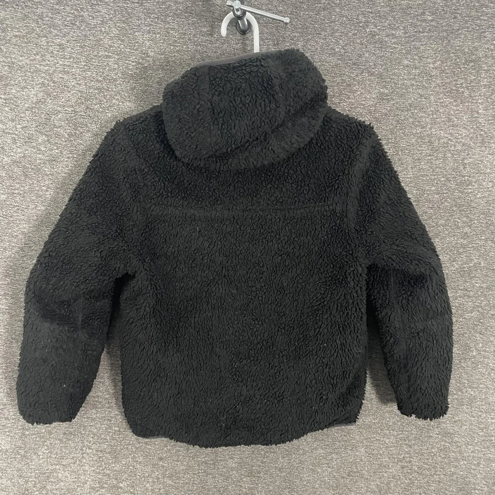 Patagonia Fleece Jacket Youth‎ Medium 10 Black Hooded Sherpa Full Zip Pockets